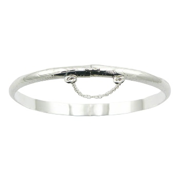 Small Delicate Ornament On Convexed Sterling Silver Bangle by BeYindi 