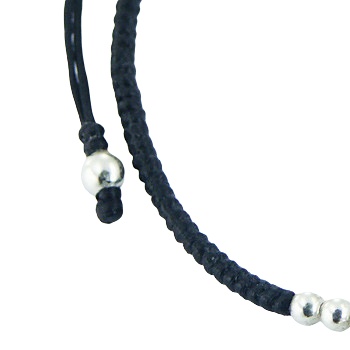 Small Silver Flower and Round Beads Macrame Bracelet by BeYindi 3