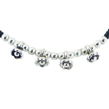 Small Silver Flower and Round Beads Macrame Bracelet by BeYindi 2