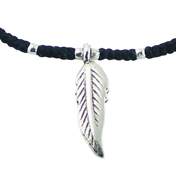 Antiqued Silver Feather Charm Macrame Bracelet by BeYindi 2