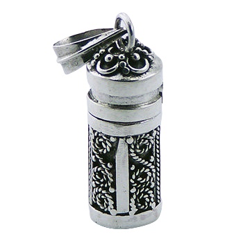 Spiritual silver prayer box pendant 