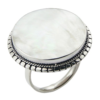 Hand soldered mother of pearl silver ring 