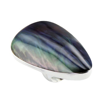 Large abalone shell silver ring 