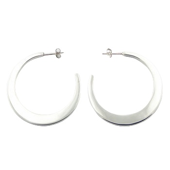 Tapered silver hoops earrings 