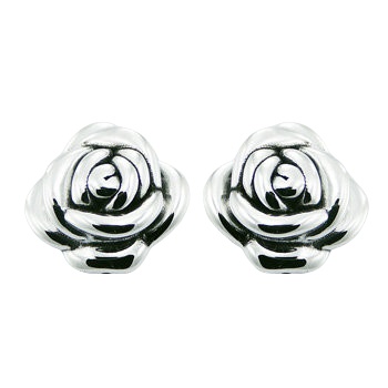 Rose electroformed silver earrings 