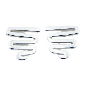 Waved designer silver stud earrings 