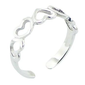 Inverted hearts openwork silver toe ring 