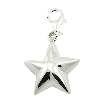 Convexed star silver charm pendant 