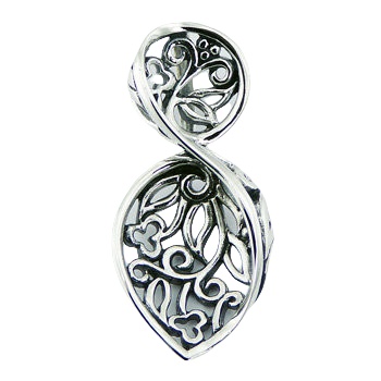 Classic and ajoure sterling silver pendant twirled leaf 