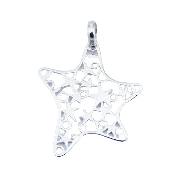 Twinkle stars ajoure sterling silver pendant, 1.9 inches 