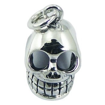 Skull sterling silver pendant, 0.7 inches total drop 