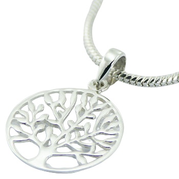 Silver ajoure tree of life pendant in round frame, 1 inch diameter by BeYindi 