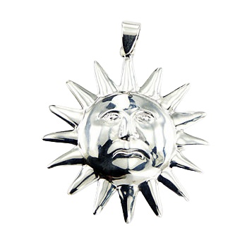 silver sun pendant with sun rays 