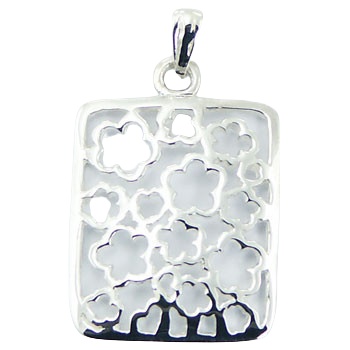 flowers shapes in silver rectangular pendant 