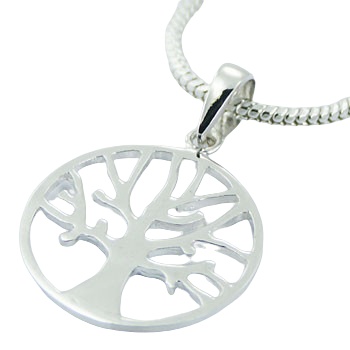 Autumn tree of life in round frame 925 sterling silver pendant by BeYindi 