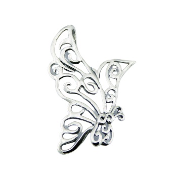 Butterfly ajoure wings silver pendant 