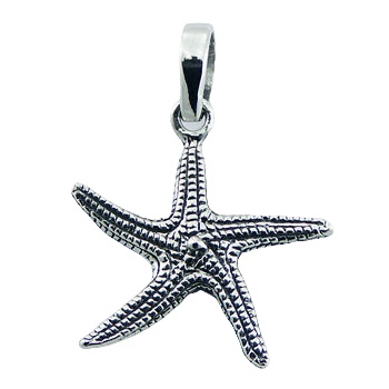 Detailed sterling silver starfish pendant 
