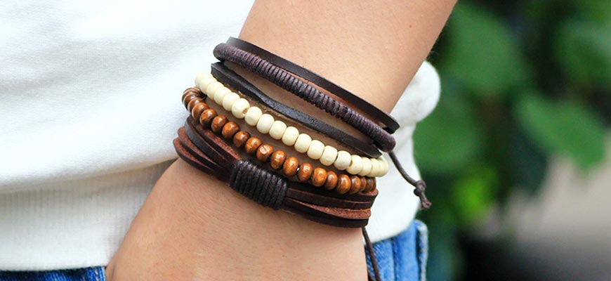 wood leather bracelets